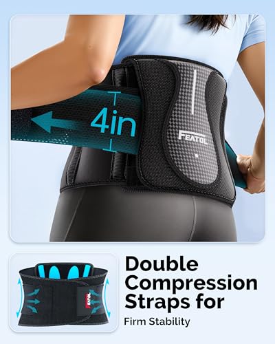 FEATOL Back Brace for Lower Back Pain Wide Coverage 360° Strong Lumbar Support with Removable Pad, Adjustable Waist Support Belt for Men Women, Size L/XL 29.8"-38.6" - size: Large/X-Large