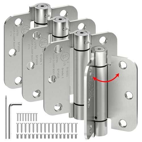 4-Pack 3.5 Inch Self Closing Door Hinges,5/8" Radius Corners,Brushed Nickel - size: 3.5"-4 Pack-5/8" Corner