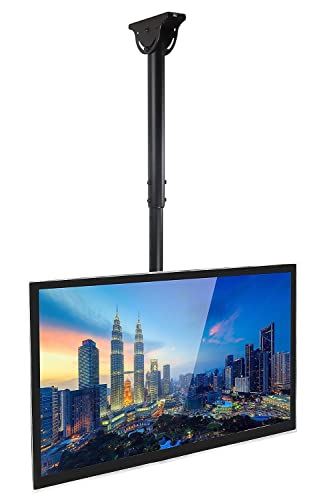 Mount-It! Ceiling TV Mount for 32-75 Inch TVs, Telescoping Pole 41.7-61.7 in, Tilt Swivel 360, VESA 600x400, 110 lb Capacity, Alloy Steel (MI-509L), Black - color: Black, size: 5 Feet