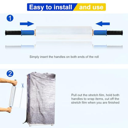 RAZCC Stretch Film, Industrial Strength Stretch Wrap for Pallet Wrap, Heavy Duty Clear Plastic Wrap with Handles, Moving Wrapping Plastic Roll, 15 Inch x 1000 Feet, 60 Gauge, 1 Pack - size: 1 Roll