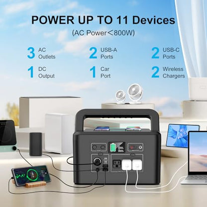 800W Portable Power Station, 740Wh Solar Generator for Camping - color: Black White
