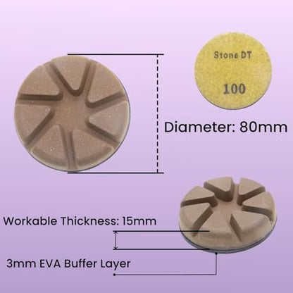 Hybrid Diamond Polishing Pucks, 3’’ Floor Grinding Pads for Hard Concrete Surface, Compatible with Ride-on/Walk-Behind Floor Grinder, Aggressive Ceramic Bond, 100#, 9PCS - style: 100# 9PCS