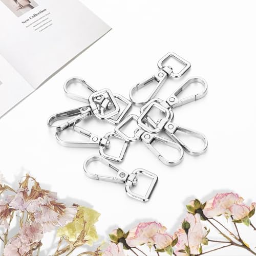 20 Pcs Metal D Ring Swivel Lobster Claw Clasp Snap Hooks Purse Hardware - color: Silver, size: 1/2 Inch