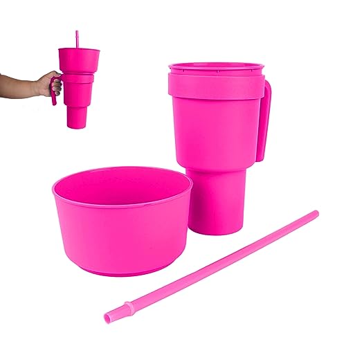 Stadium Tumbler With Snack Bowl 2 In 1 Beverage Cup Top Snack Bowl For Movie Leakproof Snack Tumbler With Straw Portable Reusable Snack And Drink Cup For Home Travel