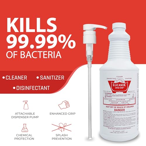 Lucasol One Step Sanitizer Hospital Grade Disinfectant Attachable Pump - style: 1 Quart+Pump