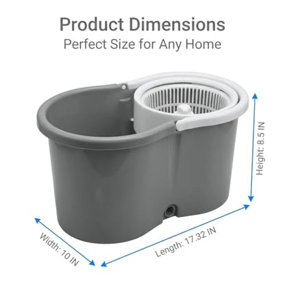 Spin Mop and Bucket System, 360° Rotating Wet & Dry Mop with Stainless Steel Handle, Includes 4 Washable Microfiber Mop Heads, Self-Wringing Floor Cleaning Set for Hardwood, Tile, Laminate