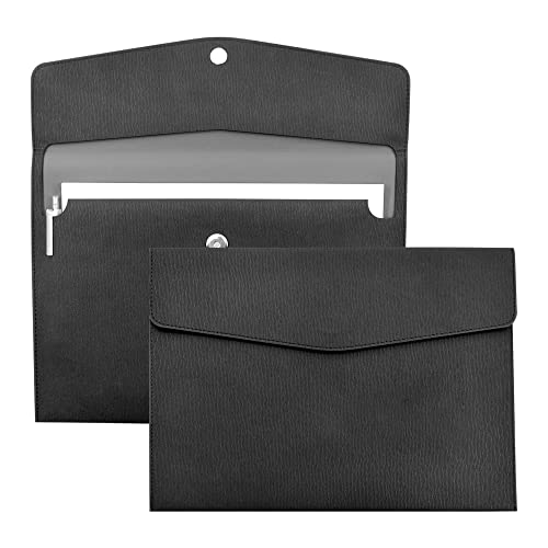 VANRA 1 Piece PU Leather Envelope File Folders Holder A4 Paper Organizer - color: Black