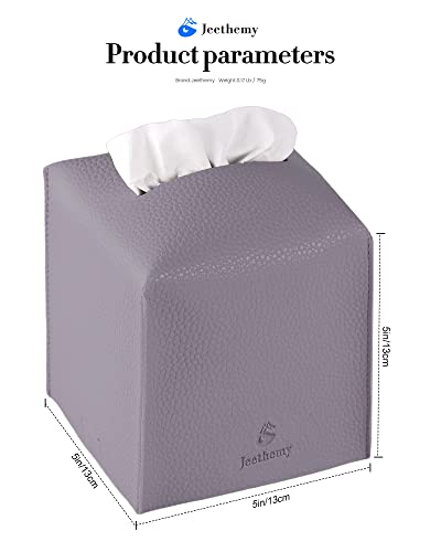 Tissue Box Cover, Jeethemy Square PU Leather Tissue Box Holder, Modern Tissue Case Facial Paper Organizer Dispenser，5X5X5'',Double Purple - color: Double Purple