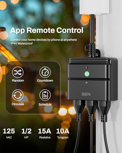 HBN Outdoor Smart Plug, WiFi Smart Outlet Plug with 3 Independently Outlets - style: 3 Outlets-1PC