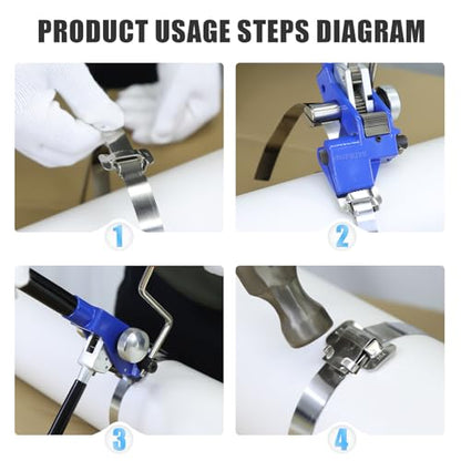 Heavy Duty Banding Strapping kit Contain 3/4"x 100' 304 Stainless Steel Packaging Straps Plastic Case & 100 Metal Buckles Tensioner with Cutter Tool Glove - size: stainless band kit