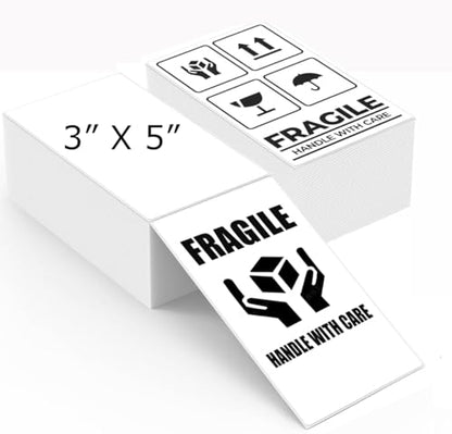 5" x 3" Thermal Labels, Fanfold Shipping Labels with Permanent Adhesive, White Printable Label Stickers for Barcodes, Addresses, Compatible with Zebra, Rollo Thermal Printer (5" x 3" - 1000PCS) - style: 5" x 3" - 1000PCS