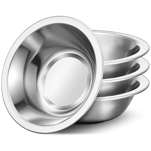 304(18/8) Stainless Steel Mixing Bowls for Kitchen, 4 Pack 7.8" 28.89 fl.oz Metal Mixing Bowls Set Stackable for Baking Serving Cooking Food Prep Storage Dishwasher Safe Lightweight - size: 7.8"