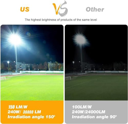 Juyace 3 Pack 240W LED Commercial Flood Light for Stadium Parking Building - size: 240W-3pack-With Photocell