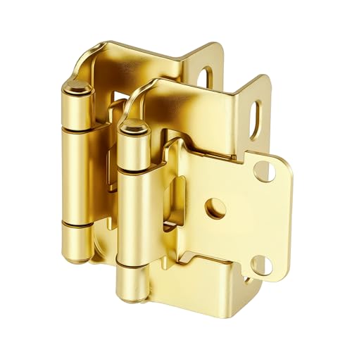 Gold Cabinet Hinges, 1/2 Inch Overlay, 4 Pack(2 Pairs) - color: Gold
