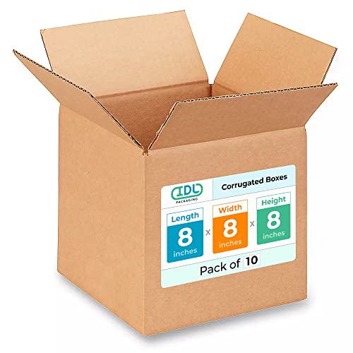 Small Cube Moving & Shipping Boxes 8x8x8 inches (10-Pack) - Extra Strength 200 lb vs Regular - Corrugated Boxes for Packaging Moving Supplies - Cardboard Box - Carton Box by IDL Packaging - size: 8 * 8 * 8" (Small Boxes)