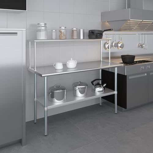 Stainless Steel Single Overshelf for 60" Prep Table – 12" Deep - size: 12"x60"