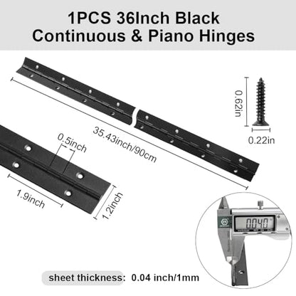 Piano Hinge 36 Inch x 1.2 Inch Heavy Duty Stainless Steel Black Continuous & Piano Hinges for Cabinets Boat Marine Door, 0.04" Leaf Thickness 1.2'' Open Width - size: 36 Inch