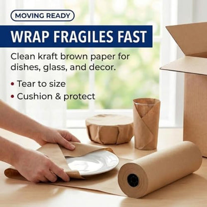 BOX USA Kraft Paper Roll 12 x 17280" (1440'), 30# Recycled for Packing - size: 12" x 1440'