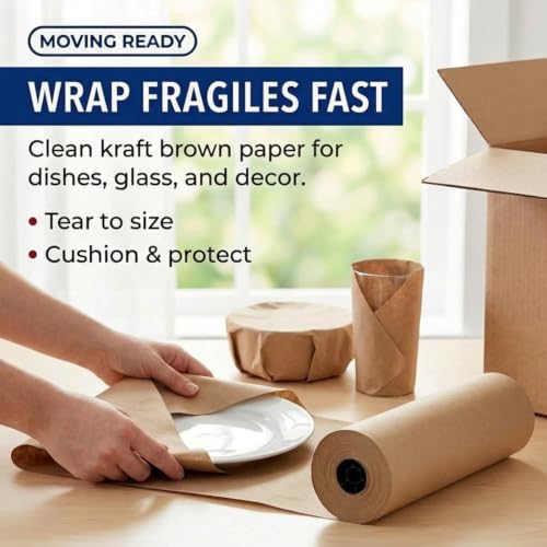 BOX USA Kraft Paper Roll 12 x 10800" (900'), 40# Recycled for Packing - size: 12" x 900'