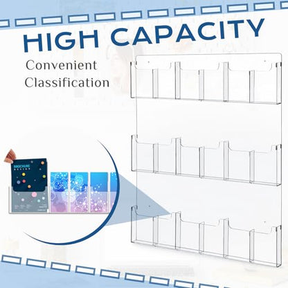 Sherr Acrylic Brochure Holder Wall Mount with Removable Dividers, Wide High Capacity Literature Display Stand for 4''x 9'', 8.5''x11'' Pamphlets, 26.7'' x 30.7'' for High-traffic Lobbies Events - size: 26.7'' x 30.7''