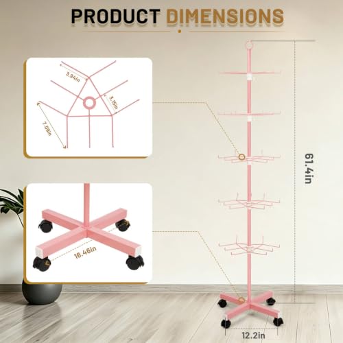 Flenpptly 5-Tier Spinning Display Stand, 360° Retail Display Racks, Pink - color: Pink