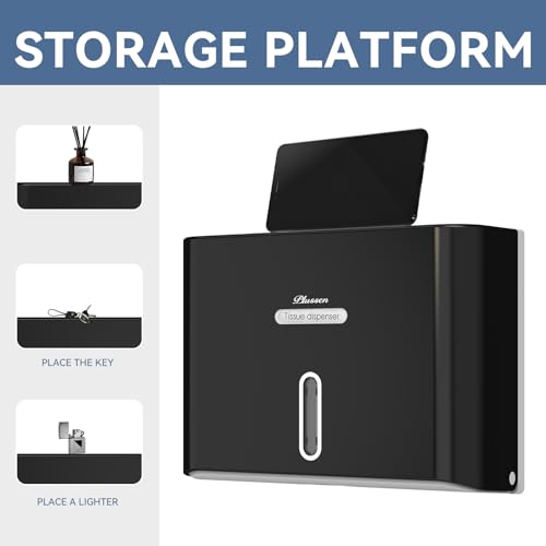 Paper Towel Dispenser Wall Mount, Adhesive No Drilling Multifold Trifold C Fold Commercial Hand Towel Dispenser,Black - color: Black