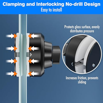 Ranbo No-Drill Keyless Glass Door Lock, Floor Lock for Frameless Glass - color: LE-70A Brushed Black