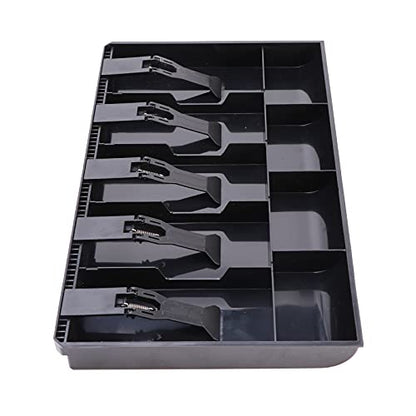 Cash Money Tray Replacement 5 Bill/ 4 Coin Drawer Register Insert Tray Storage Case with Plastic Clips (Color:Black)