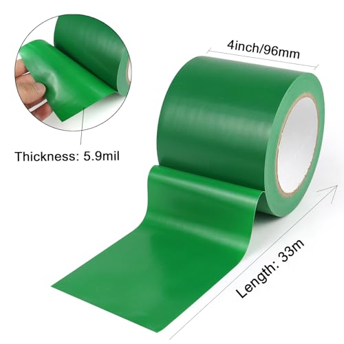 BOMEI PACK Floor Marking Tape 4 Inch x 108FT Green Warning Safety Stripe Tape for Walls, Floors, Pipes, Warterproof Caution Tape Ideal for Marking Hazardous Areas, Equipment - color: Green