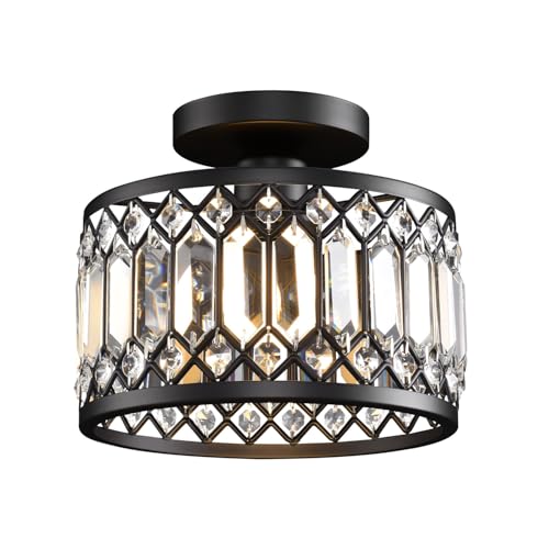 Semi Flush Mount Ceiling Light,Industrial Semi Flush Mount Ceiling Light,Industrial Black Light Fixtures Ceiling Mount, Chandelier Kitchen Lighting Black Flush Mount Light,Vintage Light Fixture - color: Ceiling Light, size: 1 Pack