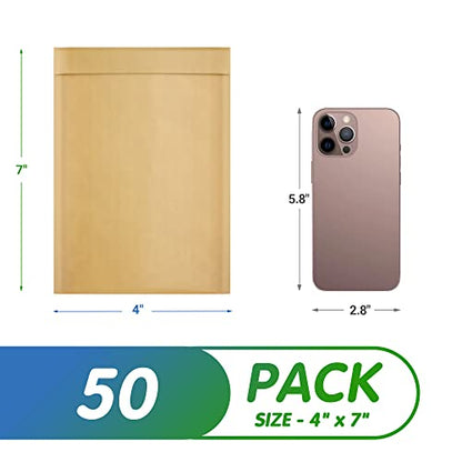 Kraft Bubble Mailers 4 x 7 Inch Natural Brown, Padded Envelopes Self Seal, Pack of 50, Bubble Lined Kraft Paper Mailing Envelopes for Shipping - color: Brown, size: 4" x 7" / 50 Pack