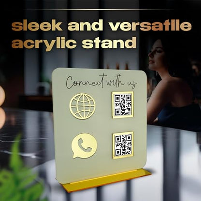 Skywin QR Code Sign for Business, Cash App QR Code Sign Stand - Beige - color: Beige