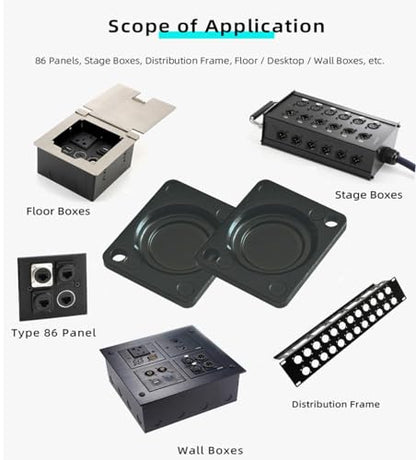 PENGLIN 10PCS Panel-Mount Blank Plate, D-Series Metal Rack Mount - color: Black, size: Two holes(10PCS)