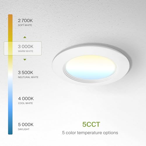 ASD LED Recessed Lighting 4 Inch, Round Commercial Downlight, Mini Panel with Baffle Trim, 4" 12W 120-277V CCT Selectable 2700/3000/3500/4000/5000K, Dimmable Ceiling Light Fixture, White, ETL, 6 Pack - color: 6 Pack, size: 4 Inch White