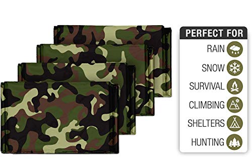 Swiss Safe 4 Pack Mylar Emergency Blankets for Survival - Compact & Insulated for Cold Weather - Designed for NASA, Outdoor, Running, Camping, Survival, First Aid Car Kit - Woodland Camo, 4 Pack - color: Woodland Camo, size: 4 Pack