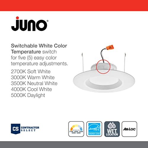 Juno RB56 SWW5 MW M6 RetroBasics Downlight Trim Kit, Switchable LED White, Baffle Trim, Switchable CCT, 2700K, 3000K, 4000K, and 5000K, 5- to 6-Inch, Matte White - color: Switchable White, size: 5/6-Inch, style: Standard | Non-Adjustable | Baffle Trim