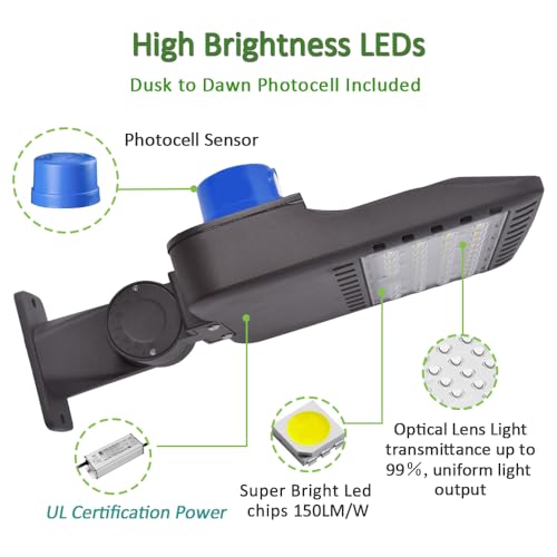 LED 150W Parking Lot Light Outdoor Dusk to Dawn Light Arm Mount
