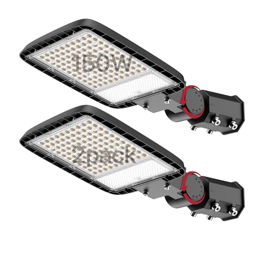 Kifflux 150W LED Parking Lot Light - Slip Fitter Pole Mount, 120V 18,000LM - size: 150watt 2pack