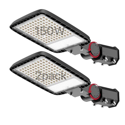 Kifflux 150W LED Parking Lot Light - Slip Fitter Pole Mount, 120V 18,000LM - size: 150watt 2pack