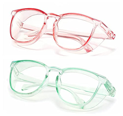 Alsenor Safety Glasses Anti Fog Goggles Protective Eyewear Blue Light Blocking Anti Dust UV Protection Glasses For Men Women (2 Pack (Pink + Jade)) - color: 2 Pack (Pink + Jade)