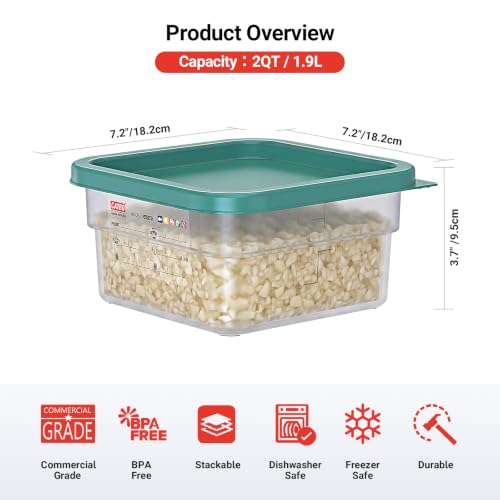 2 QT & 4 QT Commercial Food Storage Containers with Lids, BPA-Free Translucent Square Containers for Kitchen Prep, Baking Ingredients, Pet Food and Dry Food Storage - size: 2(QT)+4.0(QT)