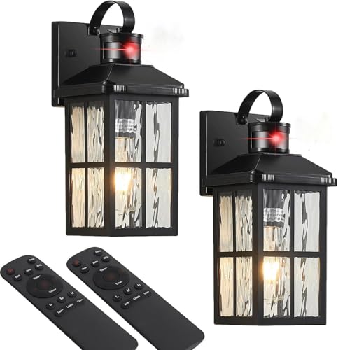 Porch Lights Outdoor with Remote, Motion Sensor Exterior Lighting Fixtures - color: 2 Black RW