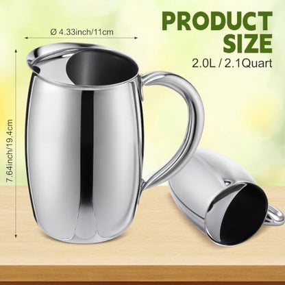 Funnymoom 6 Pcs 2 L Stainless Steel Water Pitchers with Ice Guard
