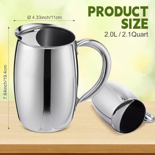 Funnymoom 6 Pcs 2 L Stainless Steel Water Pitchers with Ice Guard