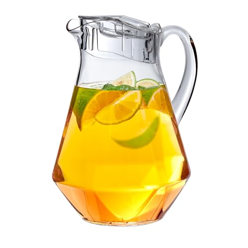 Amazing Abby - Sparkly - Plastic Pitcher (64 oz, 2 Quart), Clear Water Pitcher with Lid, Fridge Jug, BPA-Free, Shatter-Proof, Great for Iced Tea, Sangria, Lemonade, Juice, Milk, and More - style: Sparkly (64 oz)