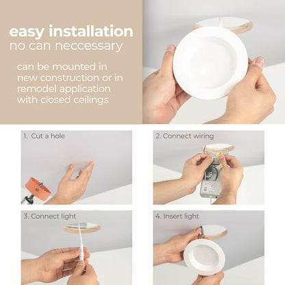 Builder Essential 2.5in Cutout 550 Lumens Round LED Recessed Light and Housing for Remodel or New Construction with Regressed Trim 3-P Mode 4W-6W-8W, 5-CCT 2700-3000-3500-4000-5000K in White - size: 3in Size, 550 Lumens