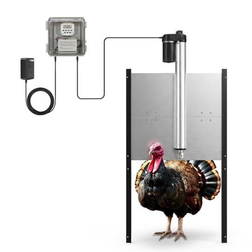 JVR Automatic Turkey Coop Door, Timer, Anti-Pinch, 22 x 23 in Aluminum - size: Large
