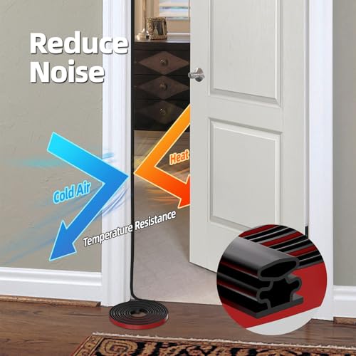 Black D-Shape Weather Stripping 40Ft (Fits 0.3–0.4in Gaps) - color: Black, size: 0.39" Thick x 40 Ft