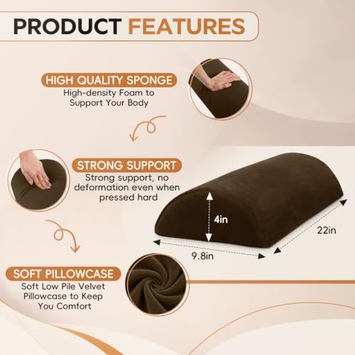 Recliner Foot Pillow, High-Resilience Foam Half-Moon Pillow for Sleeping - color: Brown