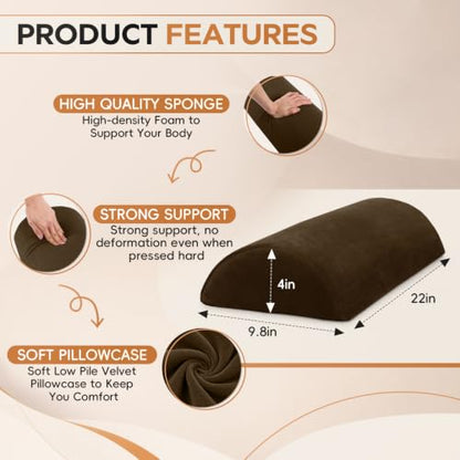 Recliner Foot Pillow, High-Resilience Foam Half-Moon Pillow for Sleeping - color: Brown